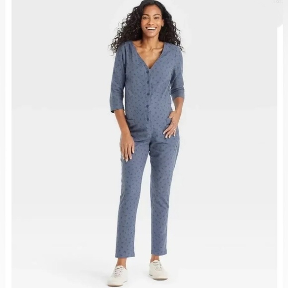 NEW Hatch Maternity The Nines XS Blue Floral Jumpsuit - Picture 1 of 10